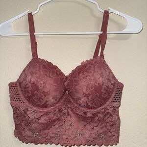 H&M Floral Lace Bra in Mauve